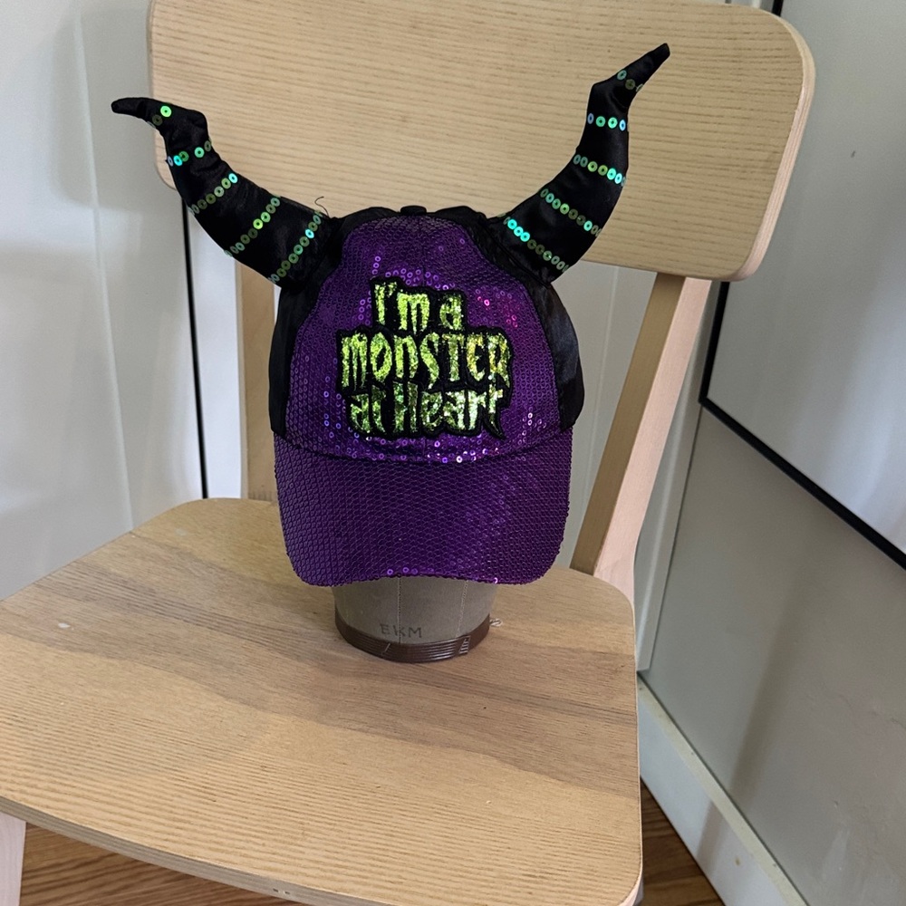 Purple Sequin Monster Hat with Horns